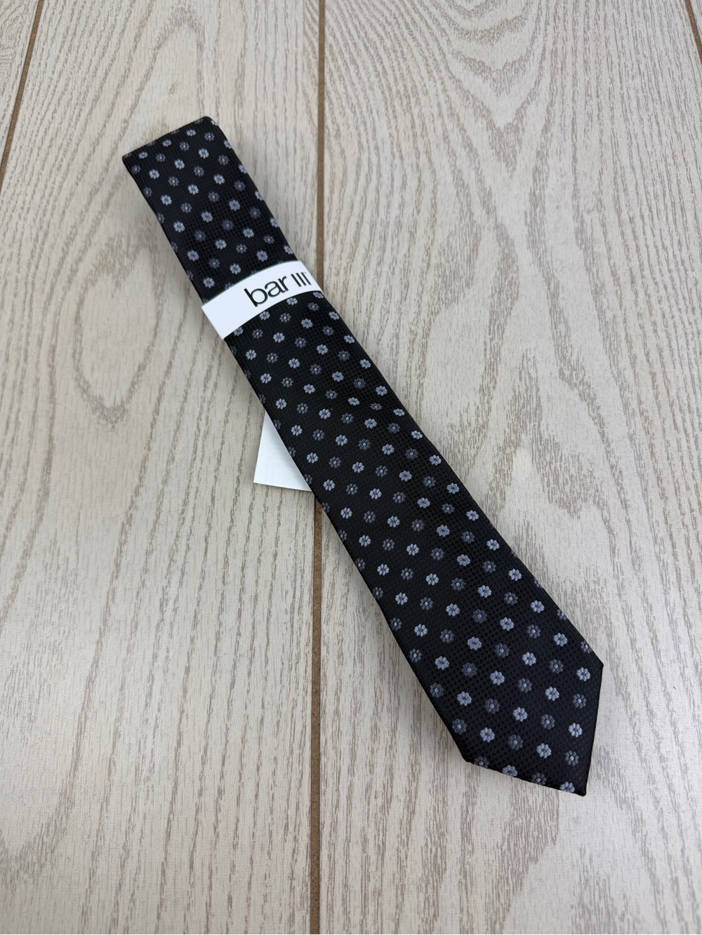 552 Bar III Men's Tie Argyll Neat 001 Black $55 Polyester Skinny Slim